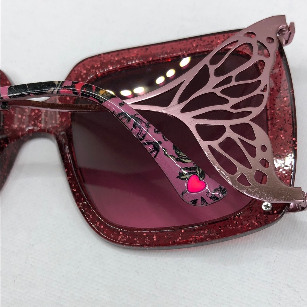 Betsey Johnson mermaid tail oversized glitter red rose sunglasses square. - Picture 6 of 10